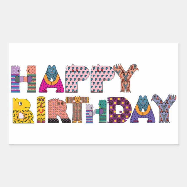 Happy Birthday  Rectangular Sticker (Front)