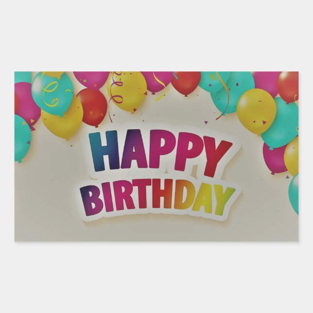 Happy Birthday Rectangular Sticker (Front)