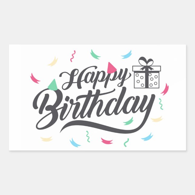 Happy Birthday Rectangular Sticker (Front)