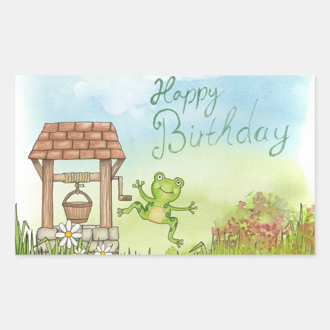 Happy Birthday Rectangular Sticker (Front)