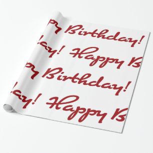 Happy Birthday! Red Casual Script Wrapping Paper