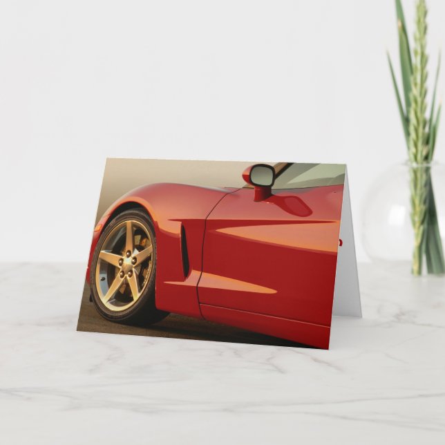 Happy Birthday Red Corvette Card (Front)