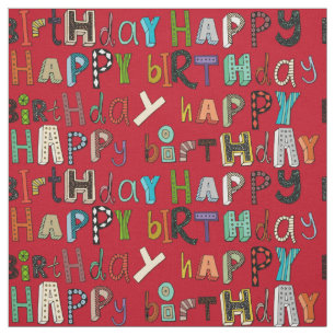 happy birthday red fabric