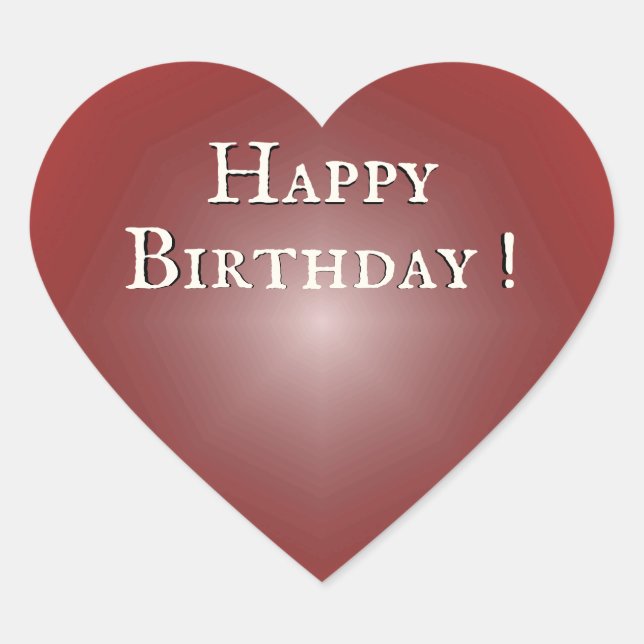 Happy Birthday Red Heart Glow  Sticker (Front)