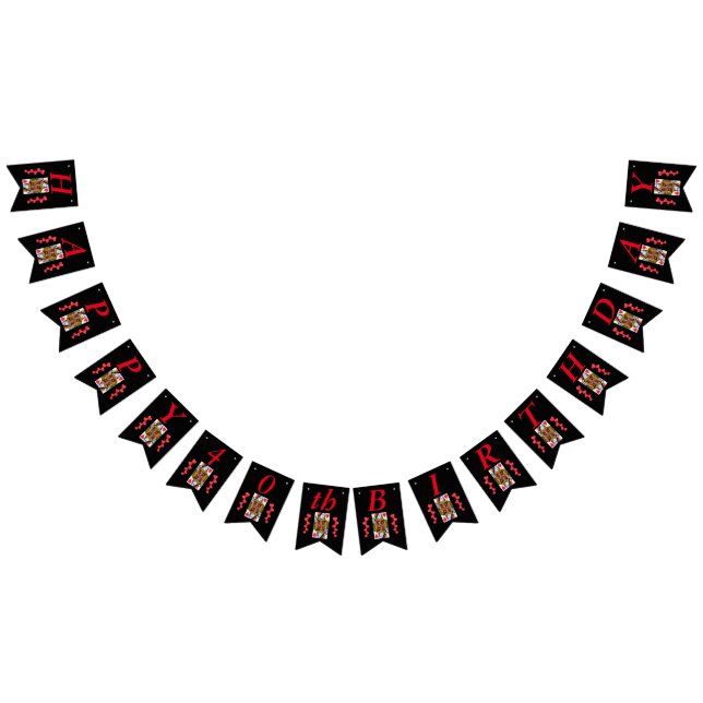 Happy Birthday Red Hearts Queen Playing Card Bunting (All)