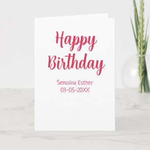 happy birthday red name retro simple modern elegan card
