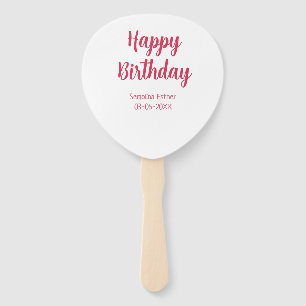 happy birthday red name retro simple modern elegan hand fan