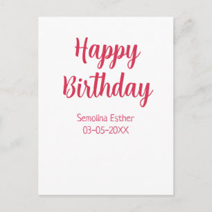 happy birthday red name retro simple modern elegan postcard