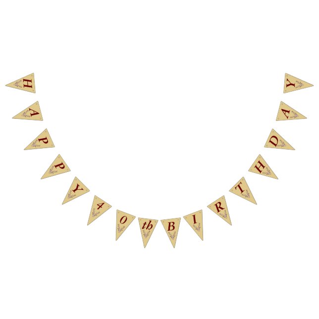 Happy Birthday Red Outline Trophy Deer Head Antler Bunting (All)