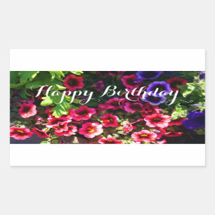 Happy Birthday Red Petunias #1-2 Stickers