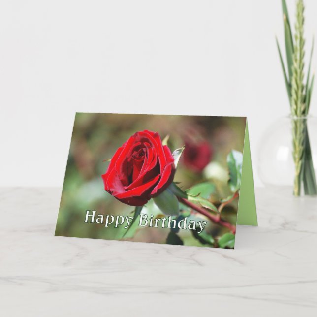 Happy Birthday Red Rose Card (Front)