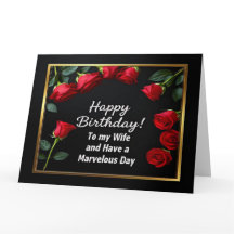 Happy Birthday Red Rose Wife Card