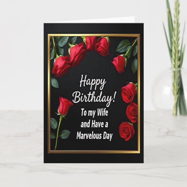 Happy Birthday Red Rose Wife Card (Front)