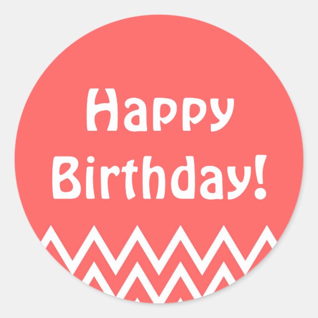Happy Birthday - Red Round Sticker (Front)