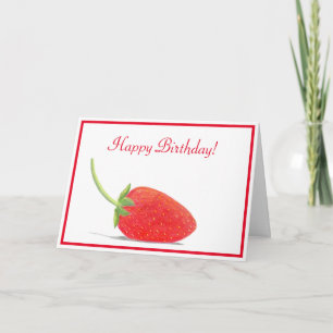 Happy Birthday Red Strawberry Illustration Card