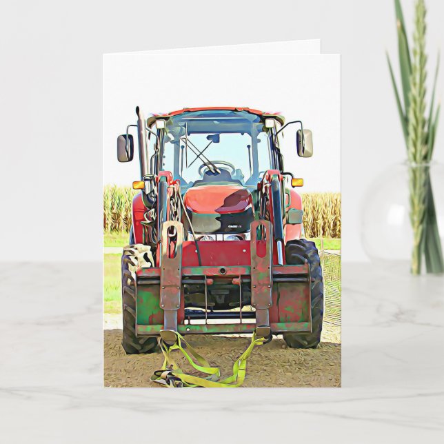 Happy Birthday Red Tractor Card (Front)