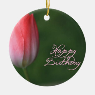happy birthday red tulip flower ceramic tree decoration