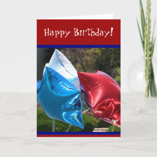 Happy Birthday Red White and Blue Balloons card