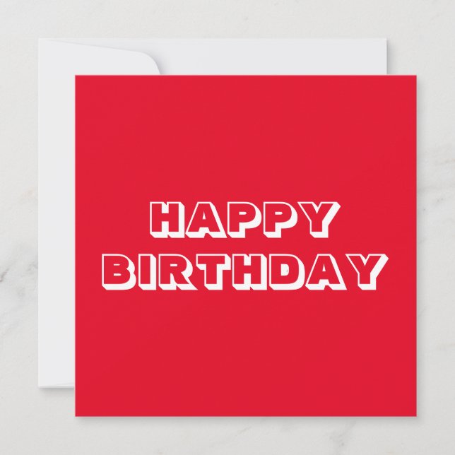 Happy Birthday, Red white modern bold Card (Front)