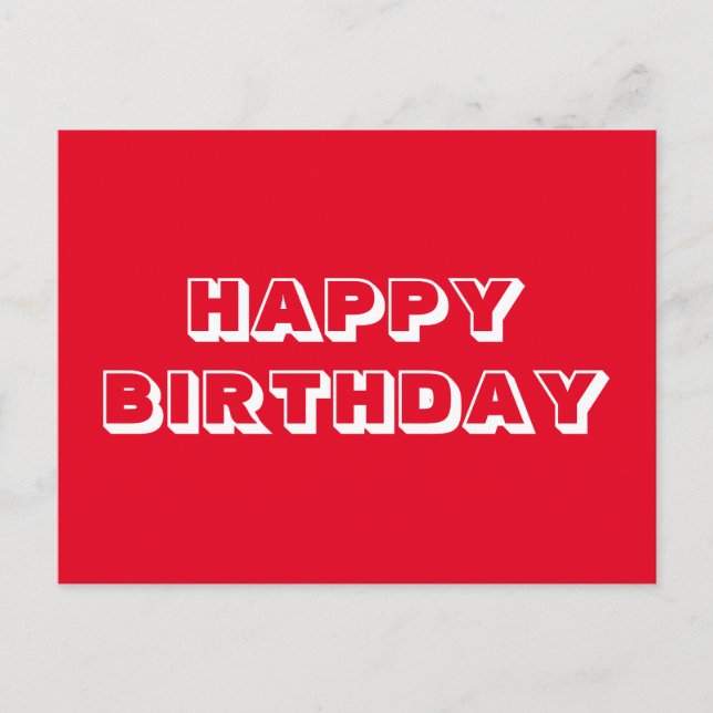 Happy Birthday, Red white modern bold Postcard (Front)