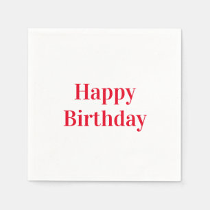 "Happy Birthday" red white party paper Napkin