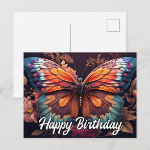 Happy Birthday Resting Butterfly Collage Postcard