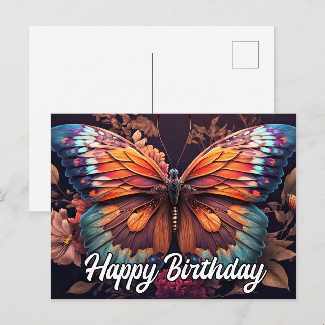 Happy Birthday Resting Butterfly Collage Postcard (Front/Back)