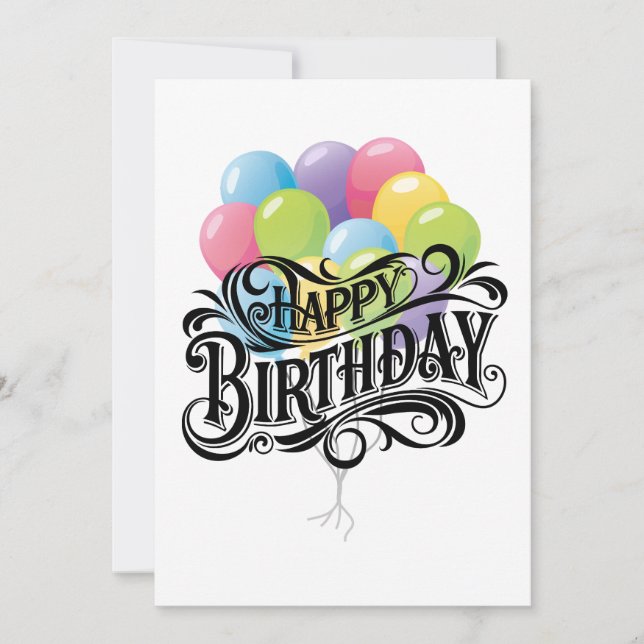 Happy Birthday Retro Card Balloons (Front)