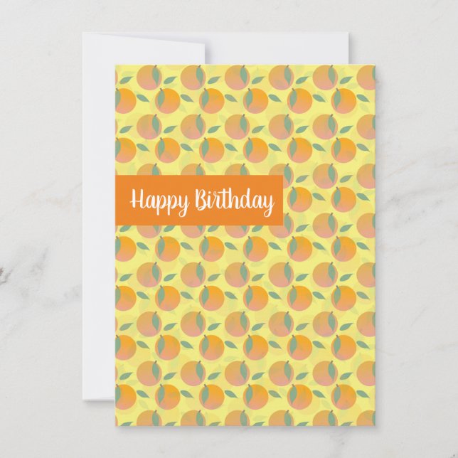 Happy Birthday Retro Citrus Oranges Fruity Card (Front)
