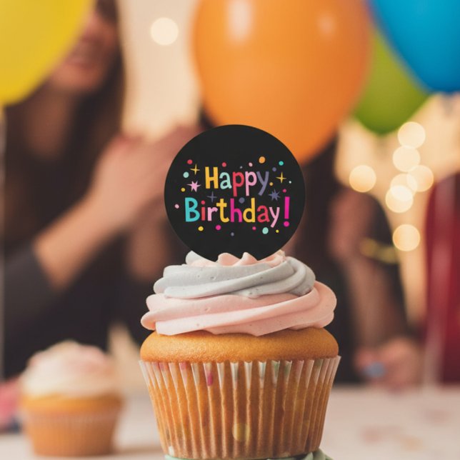 Happy Birthday (Retro)  Classic Round Sticker (Happy Birthday (Retro) Classic Round Sticker)