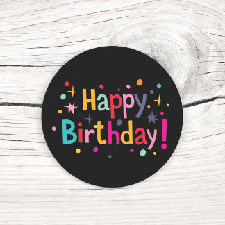 Happy Birthday (Retro) Classic Round Sticker
