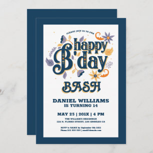 Happy Birthday retro typography design Invitation