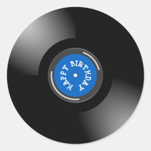 Happy Birthday Retro Vinyl Album Record Stickers