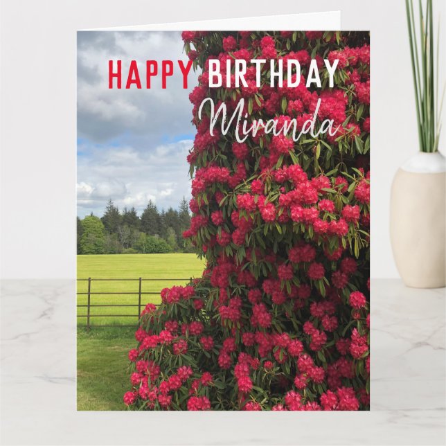 Happy Birthday - Rhododendron Scenic View Floral Card (Front)