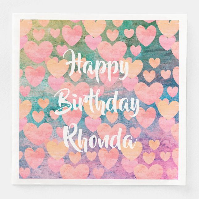 Happy Birthday #Rhonda party napkins by DAL (Front)