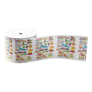 Happy Birthday Ribbon, Carnival Circus Grosgrain Ribbon