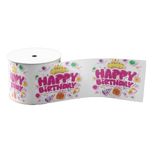 Happy Birthday Ribbon Grosgrain Ribbon