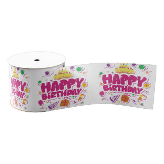 Happy Birthday Ribbon Grosgrain Ribbon