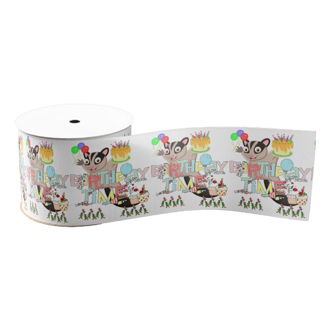 Happy Birthday Ribbon, Possum Cake Grosgrain Ribbon (Spool)