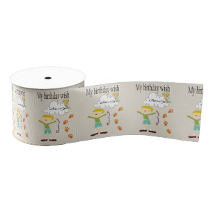 Happy Birthday Ribbon, Wishing for a dog  Grosgrain Ribbon