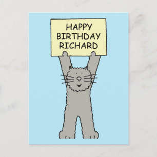 Happy Birthday Richard Cartoon Cat Postcard