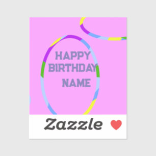 Happy Birthday Rings Pink Custom-Cut Vinyl Sticker