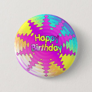 Happy Birthday Ripple 6 Cm Round Badge