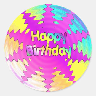 Happy Birthday Ripple Classic Round Sticker
