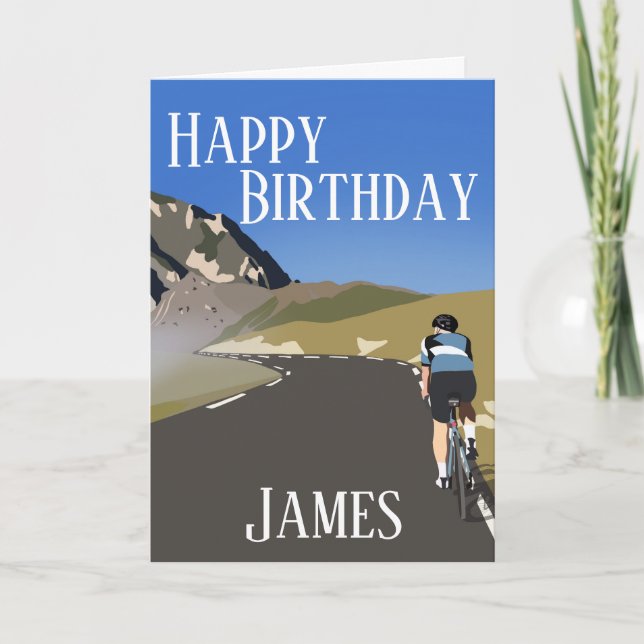 Happy birthday road cycling, Col du tourmalet  Holiday Card (Front)