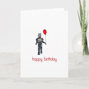 Happy birthday robot with balloon card