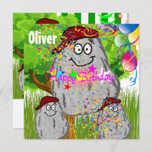 Happy Birthday Rock PotatoCard Invitation Balloons