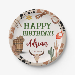Happy birthday Rodeo Party Cowboy  Paper Plate