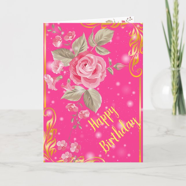 Happy Birthday Rose Card (Front)