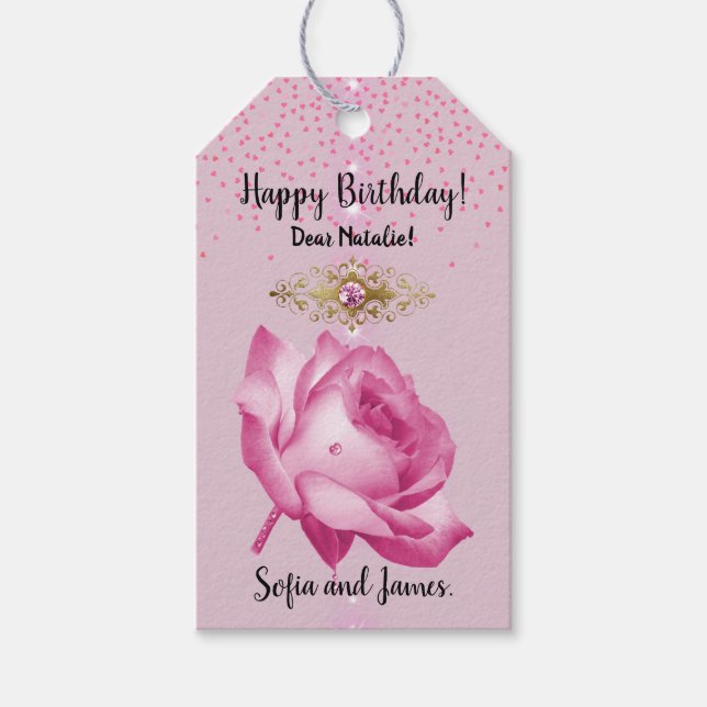 Happy Birthday Rose Gift Tags (Front)